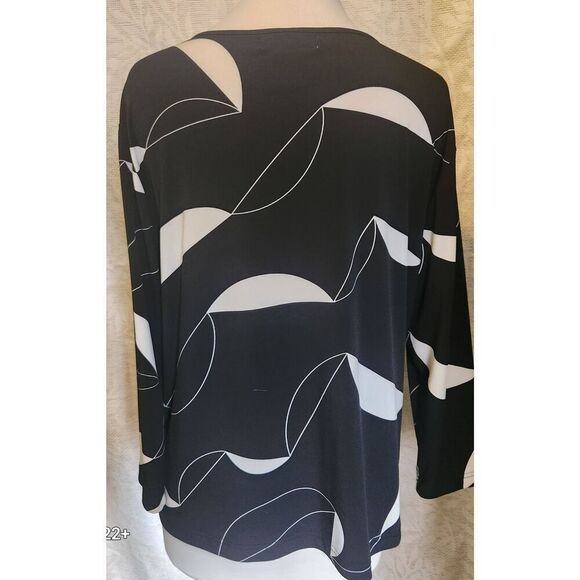 F95 Sag Harbor stretchy black n white blouse - Picture 4 of 7